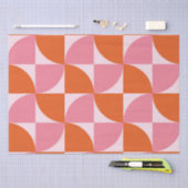Papier Mousseline Mi-siècle Abstrait Orange et Motif rose (Artisanat)