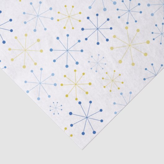 Papier Mousseline Mi-siècle moderne Âge atomique bleu Jaune Motif (Détail)