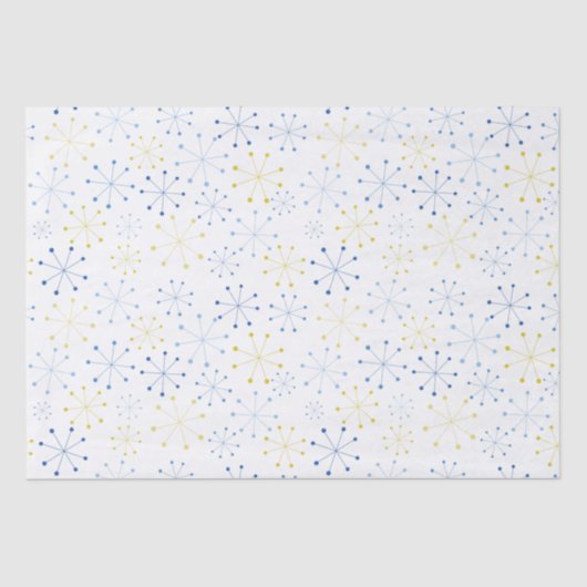 Papier Mousseline Mi-siècle moderne Âge atomique bleu Jaune Motif (Recto)