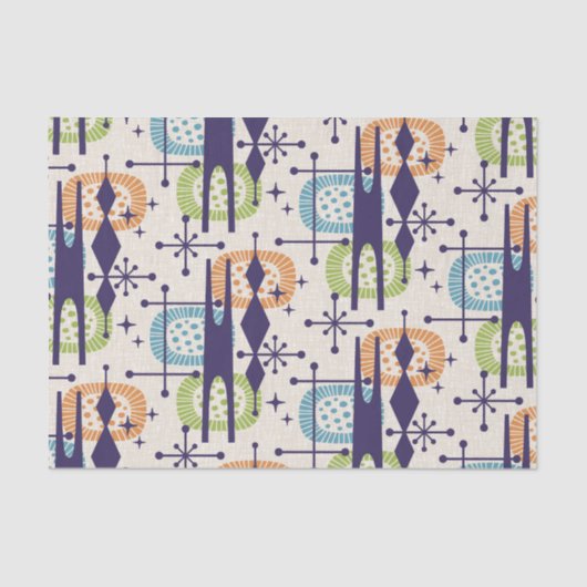 Papier Mousseline Mi-siècle moderne âge atomique Motif Abstrait (Recto)