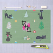 Papier Mousseline Mi-siècle moderne Atomique Chat Noël (Artisanat)