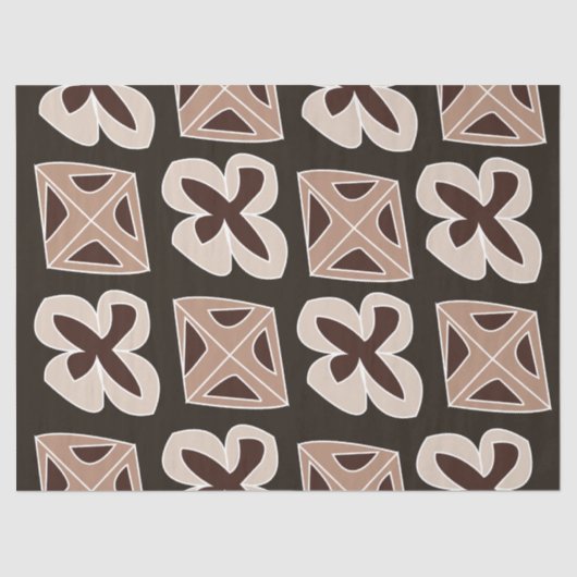 Papier Mousseline Mi-siècle Moderne Floral Géométrique (Recto)