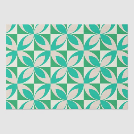 Papier Mousseline Mi-siècle moderne géométrique Mint Green Motif (Recto)