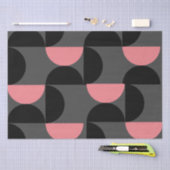 Papier Mousseline Mi-siècle moderne rose noir et gris (Artisanat)