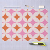 Papier Mousseline Mi-Siècle Rétro Starburs Motif Orange Rose (Artisanat)