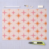Papier Mousseline Mi-Siècle Rétro Starburs Motif rose orange (Artisanat)