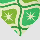 Papier Mousseline Mi-Siècle Retro Starburs Sur Green Ogee Motif (Détail)