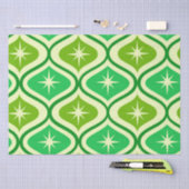 Papier Mousseline Mi-Siècle Retro Starburs Sur Green Ogee Motif (Artisanat)