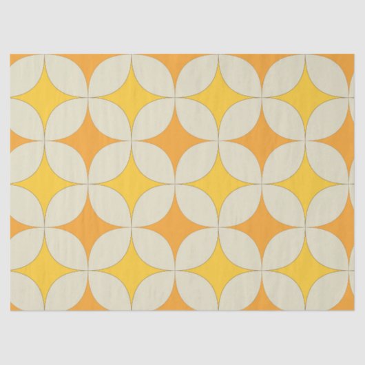 Papier Mousseline Mid Century Atomic starbursts in Orange Yellow  (Recto)