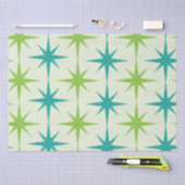 Papier Mousseline Mid-Century Atomique Starburts Vert et Turquoise (Artisanat)