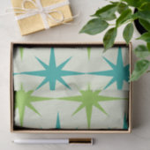 Papier Mousseline Mid-Century Atomique Starburts Vert et Turquoise (Cadeau)