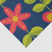 Papier Mousseline Mid Century Fleurs rouges modernes avec feuilles (Détail)