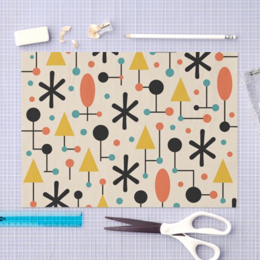 Papier Mousseline Mid Century Modern Starburst Pattern (Artisanat)