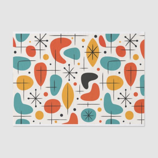 Papier Mousseline Mid Century Modern Starburst Pattern (Recto)