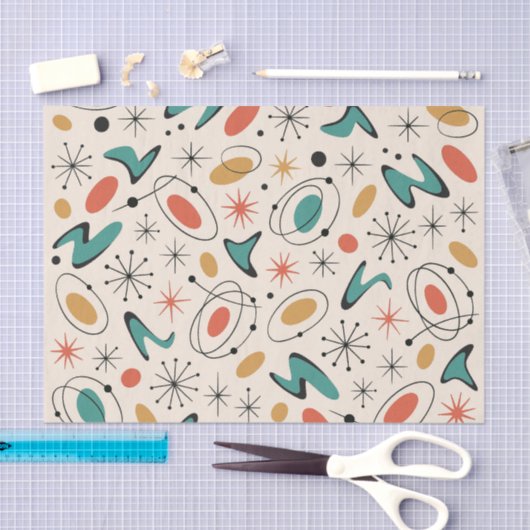Papier Mousseline Mid Century Modern Starburst Pattern (Artisanat)