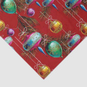 Papier Mousseline Mid-Century Ornaments On Red (Détail)