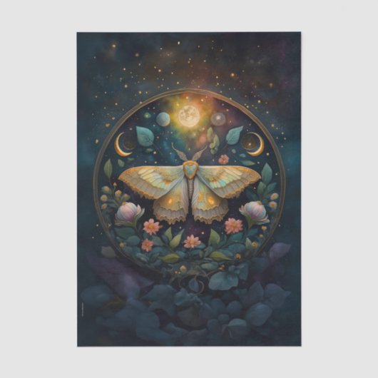 Papier Mousseline Midnight Gossamer Wings, Moth & Moon (Recto)