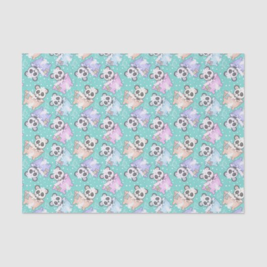 Papier Mousseline mignon panda ours unisex carrelé motif (Recto)