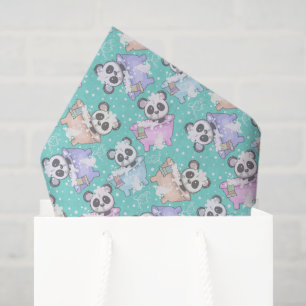 Papier Mousseline mignon panda ours unisex carrelé motif