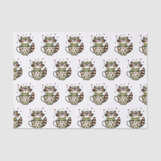 Papier Mousseline Mignon Raton Laveur Tasse à Thé Cœur Floral Fantai