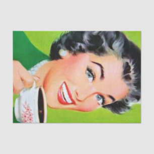 Papier Mousseline mignon rétro vintage decoupage dame café