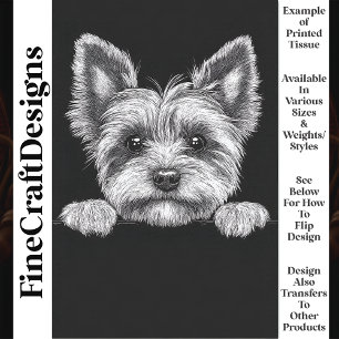 Papier Mousseline Mignon Terrier Yorkshire noir et blanc T5 Découpag