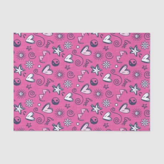 Papier Mousseline Mignonne Ado Love Doodle Motif Saint Valentin (Recto)