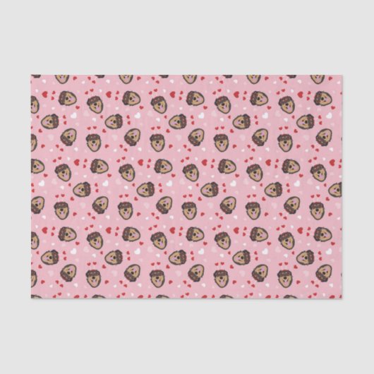 Papier Mousseline Mignonne amour chien rose rouge (Recto)