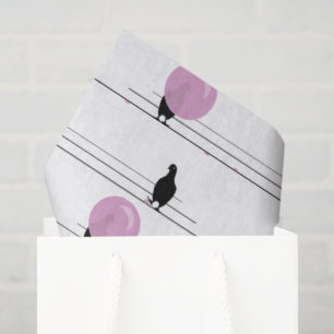 Papier Mousseline Mignonne Bubblegum Birds sur un Motif de fil Blanc