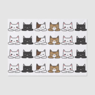 Papier Mousseline Mignonne "Chats Tous Dans Une Rangée"