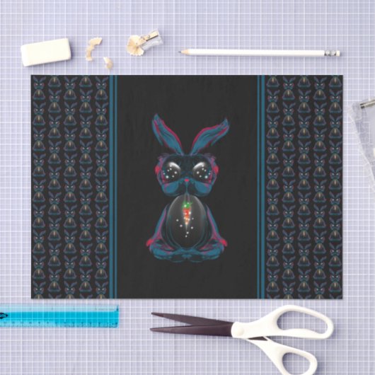 Papier Mousseline Mignonne Eyes Rabbit en Yoga Pose Méditation (Artisanat)