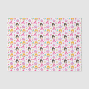 Papier Mousseline mignonne fille carrelée Princesse motif