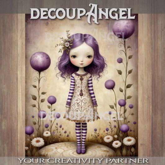 Papier Mousseline Mignonne fille en Lilac Découpage