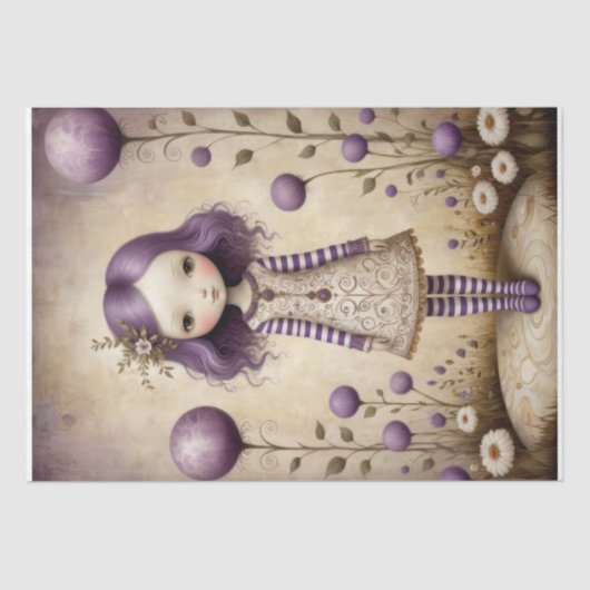 Papier Mousseline Mignonne fille en Lilac Découpage (Recto)