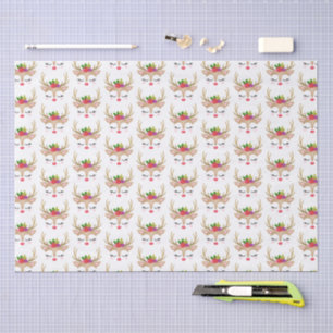 Papier Mousseline Mignonne fille visage renne de Noël