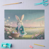 Papier Mousseline Mignonne lapin de Pâques en petite veste bleue (Artisanat)