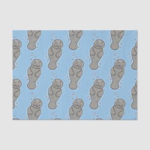 Papier Mousseline Mignonne manatée bébé avec bulles illustration