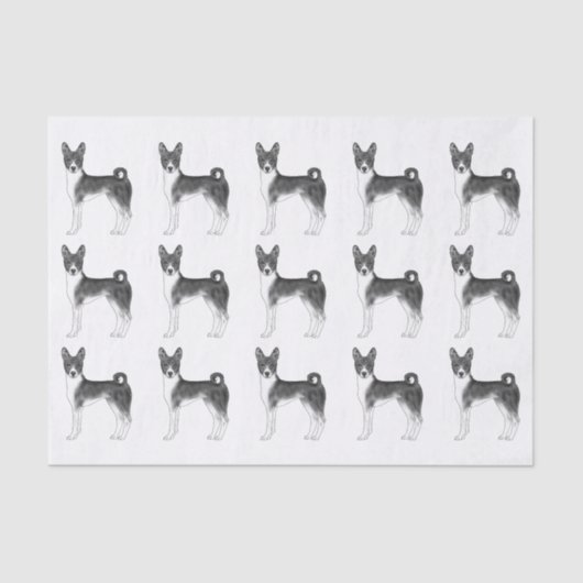 Papier Mousseline Mignonne Motif D'Un Chien Basenji En Noir Et Blanc (Recto)