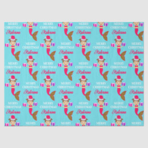 Papier Mousseline Mignonne Noël Sirène fille Santa Chapeau en mer