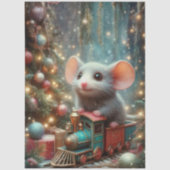 Papier Mousseline Mignonne Noël Souris Train Ride Decoupage (Recto)