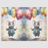 Papier Mousseline Mignonne souris avec ballons colorés, personnalisé (Recto)