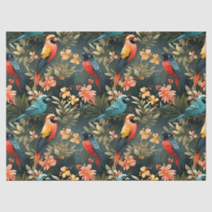 Papier Mousseline Mignonne Tropical Floral Jungle Birds Découpage