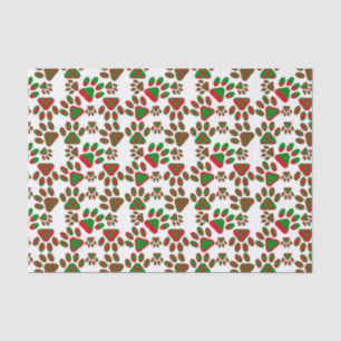 Papier Mousseline Mignons Empreintes de pattes Rouge Vert Motif