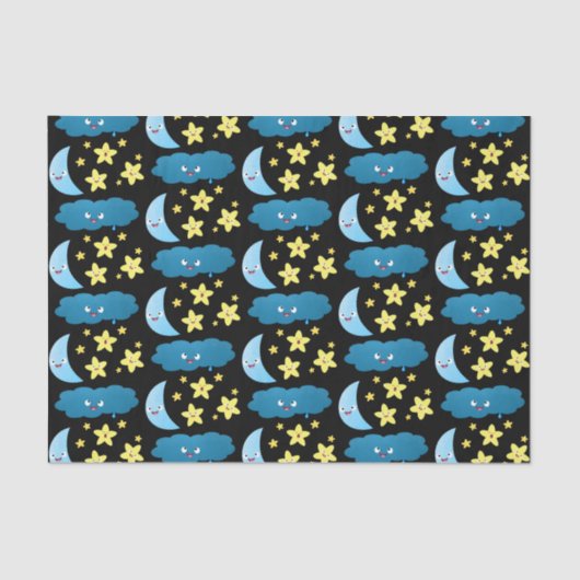 Papier Mousseline Mignons étoiles chantant, lune et bande dessinée d (Recto)