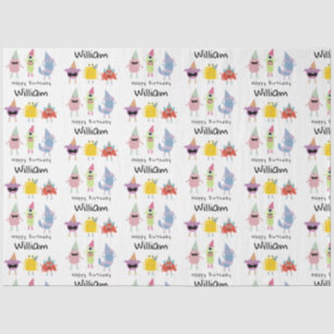 Papier Mousseline Mignons monstres colorés drôle Nom de l'Anniversai