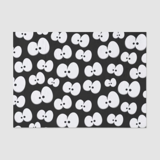Papier Mousseline Mignons Noir et Blanc Éffrayant Yeux Motif Hallowe (Recto)