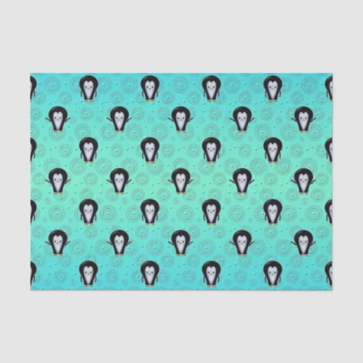 Papier Mousseline Mignons Petits Pingouins (Recto)