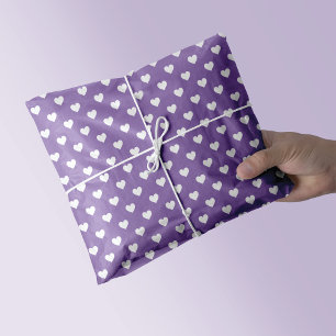 Papier Mousseline Mini Coeurs blancs sur le violet