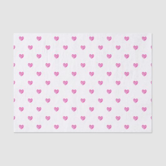 Papier Mousseline Mini Coeurs d'aquarelle rose (Recto)