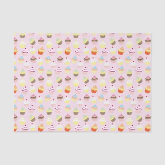 PAPIER MOUSSELINE MINI-GÂTEAUX MOTIF ROSE (Recto)